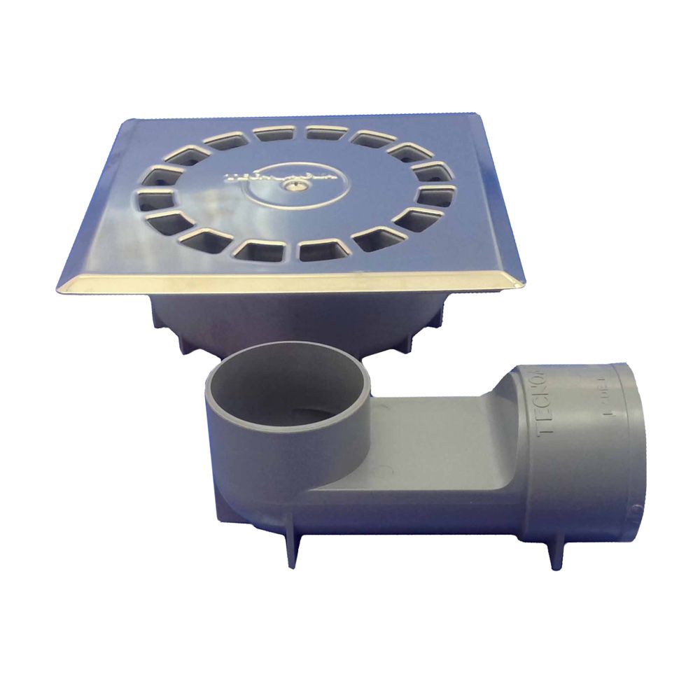 SUMIDERO PVC SIFONICO 360º ESTÁNDAR INOXIDABLE T-88 VHI 15 x 15 cm / 65 x 165 x 51 mm / Ø50 mm