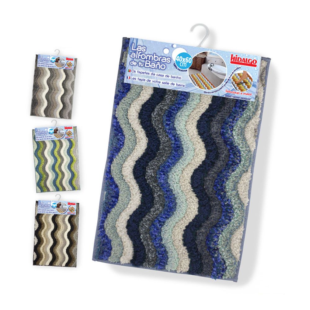 ALFOMBRA DE BAÑO ZIG ZAG ANTIDESLIZANTE, MODELOS VARIADOS, COLORES SURTIDOS, 40 x 60 cm