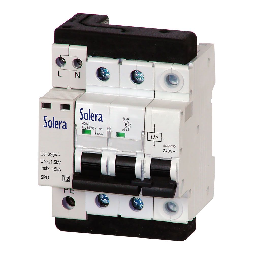 MAGNETOTERMICO 1P+N 40A + PROTECTOR SOBRETENSIONES PERMANENTE Y TRANSITORIO C 10kA 230Vca