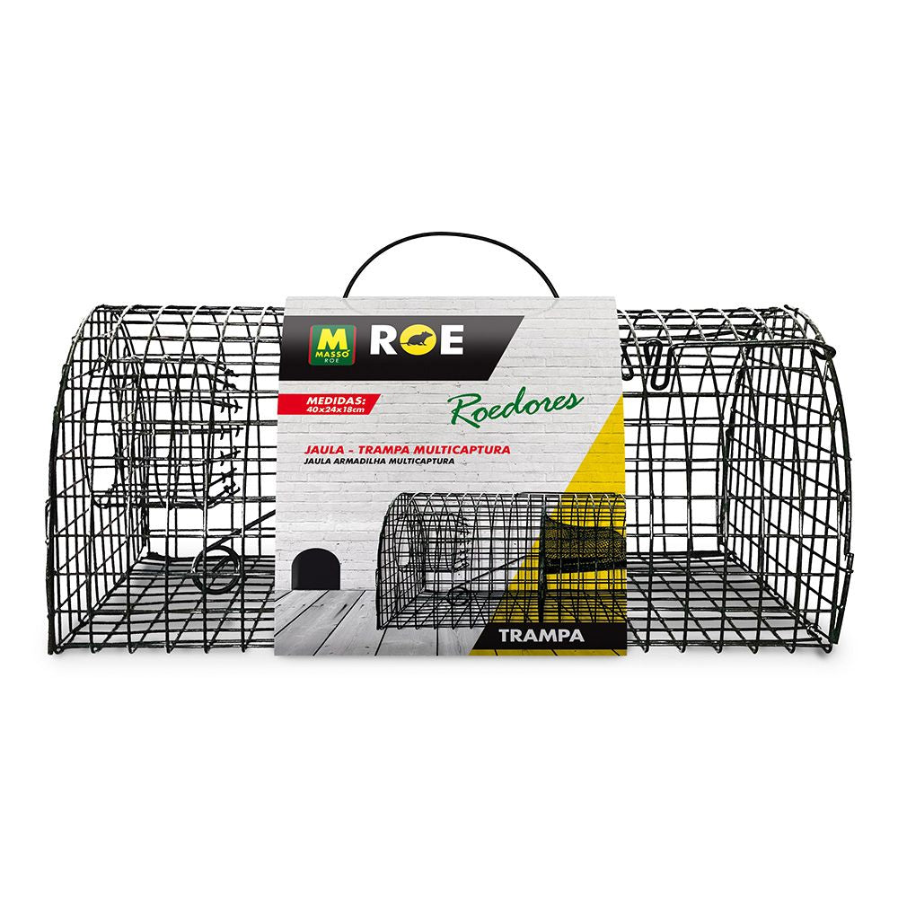 JAULA TRAMPA MULTICAPTURA PARA ROEDORES; 40 x 24 x 18 cm