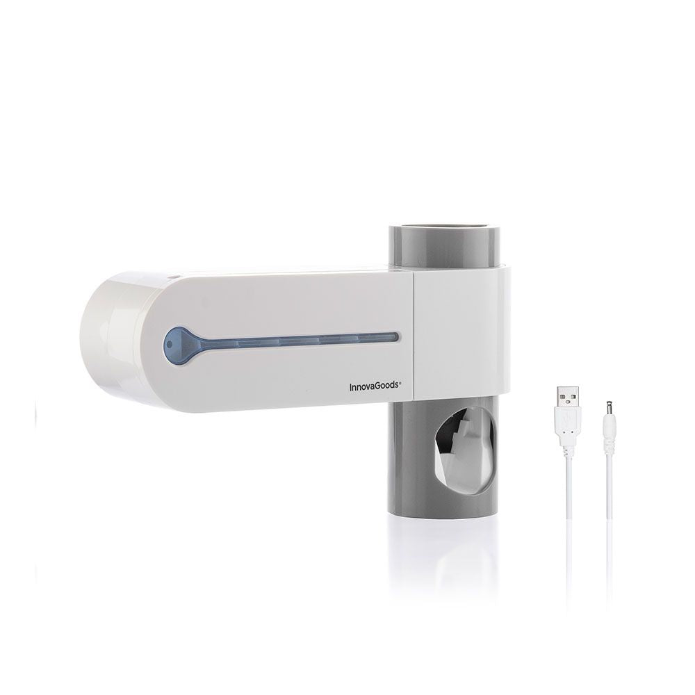 ESTERILIZADOR UV DE CEPILLOS DENTALES CON SOPORTE Y DISPENSADOR DE DENTÍFRICO