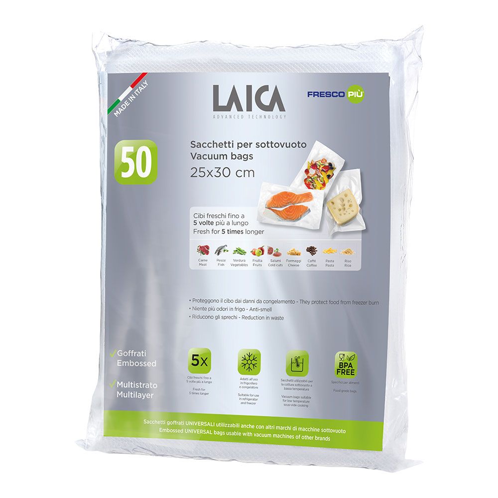 PAQUETE DE 50 BOLSAS PARA ENVASAR AL VACÍO 25 x 30 cm
