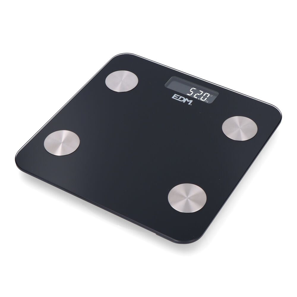 BÁSCULA DE BAÑO DIGITAL INTELIGENTE CON BLUETOOTH COLOR NEGRO, MÁXIMO 180 kg