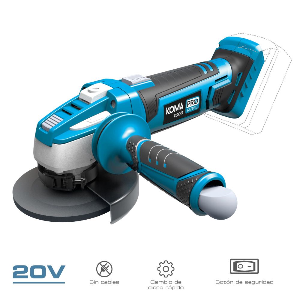 AMOLADORA 20 V (SIN BATERÍA NI CARGADOR) Ø115 mm 28,9 x 23,9 cm