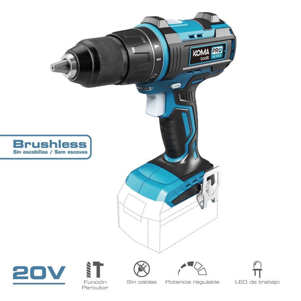 TALADRO PERCUTOR / ATORNILLADOR BRUSHLESS 20 V (SIN BATERÍA NI CARGADOR)