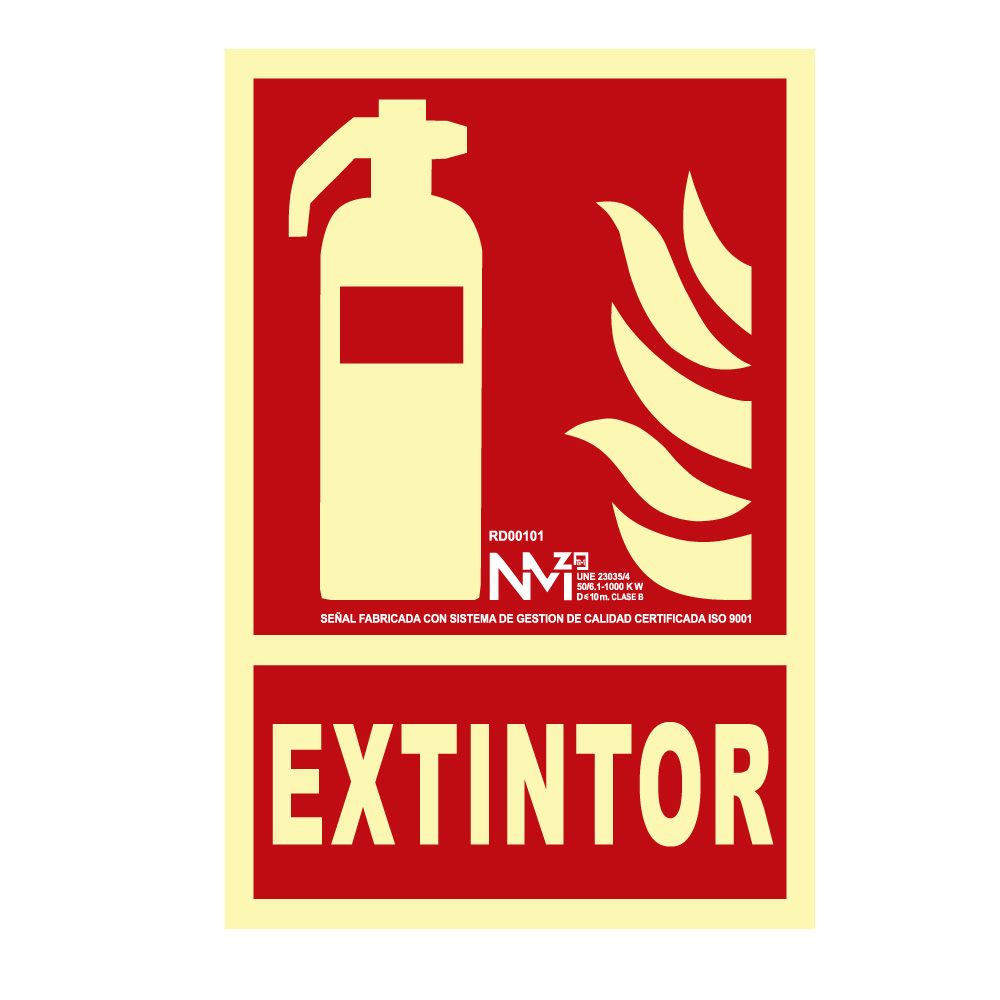 CARTEL DE EXTINCIÓN "EXTINTOR" CLASE B (PCV 0,7mm) 21x30cm NORMALUZ