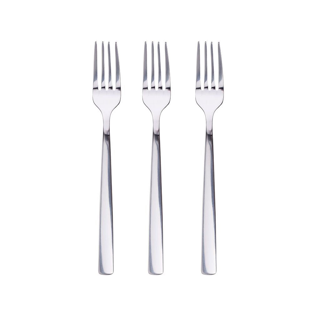 TENEDOR PARA POSTRE DE ACERO INOXIDABLE BRILLO EARTH 3 uds