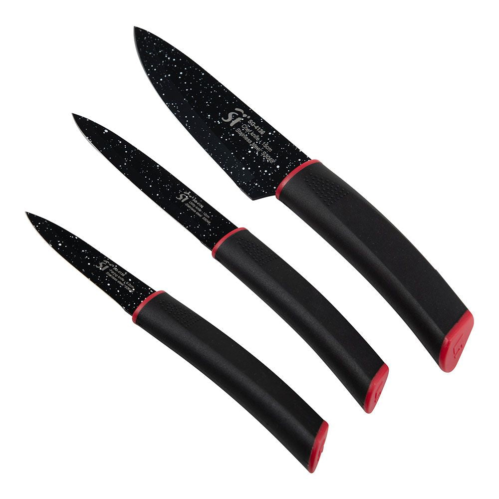 JUEGO DE CUCHILLOS 3 PIEZAS ACERO INOX KEOPS MARBLE