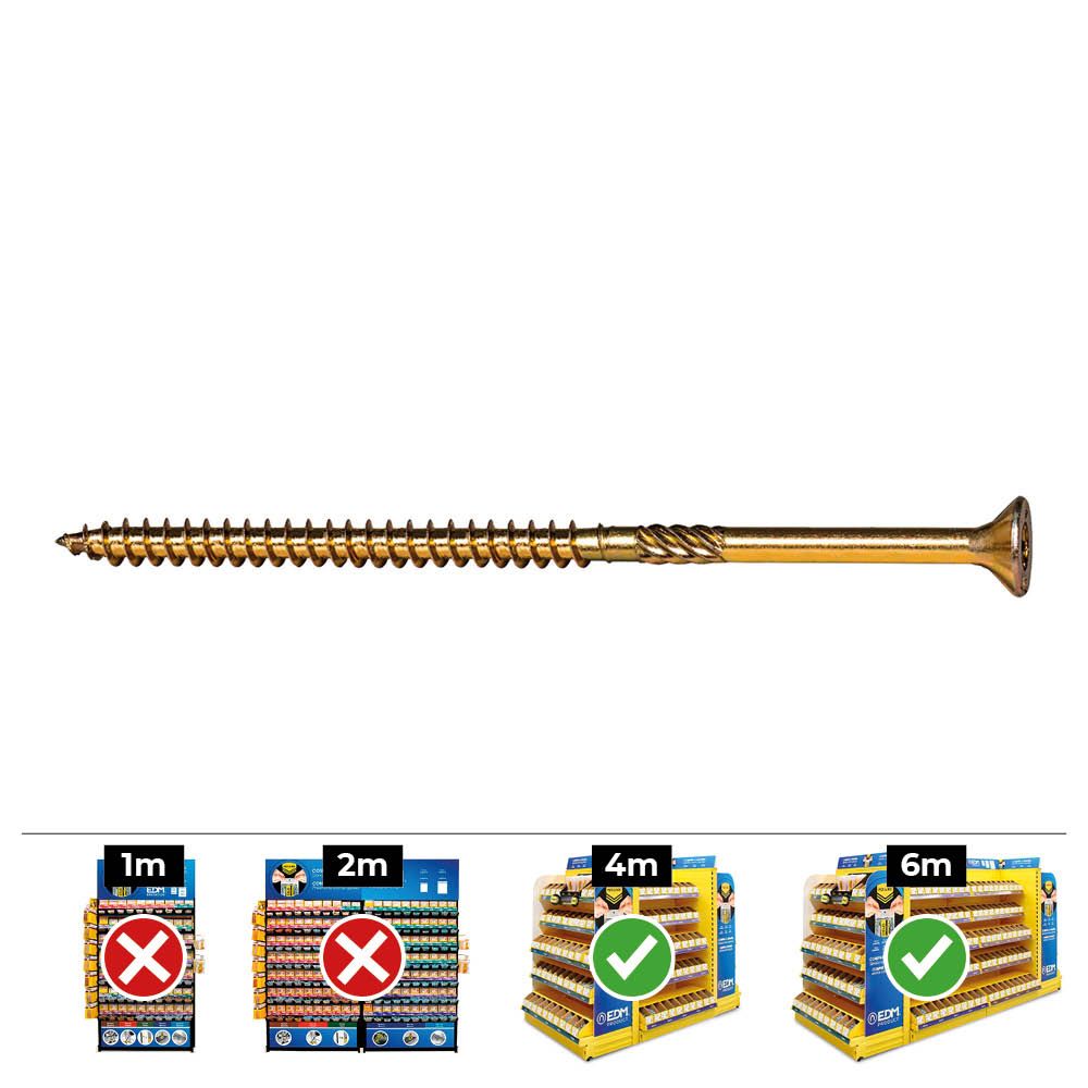 CAJA 100 UNIDADES TORNILLO MADERA AVELLANADO PZ R/PARC DIN/REF VLOX P Ø6 x 80 mm BICROMATADO