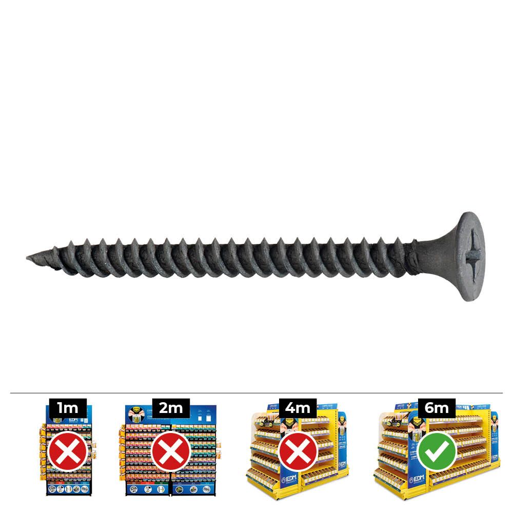 CAJA 500 unid. TORNILLO PLACA YESO PLACA-METAL SSF Ø3,9x65mm FOSFATADO