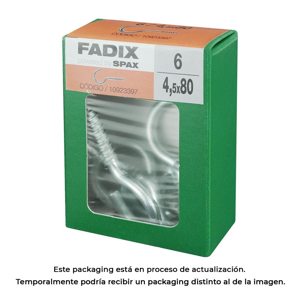 HEMBRILLA ABIERTA ZINCADO 4,5 x 80 mm, CAJA M 6 uds