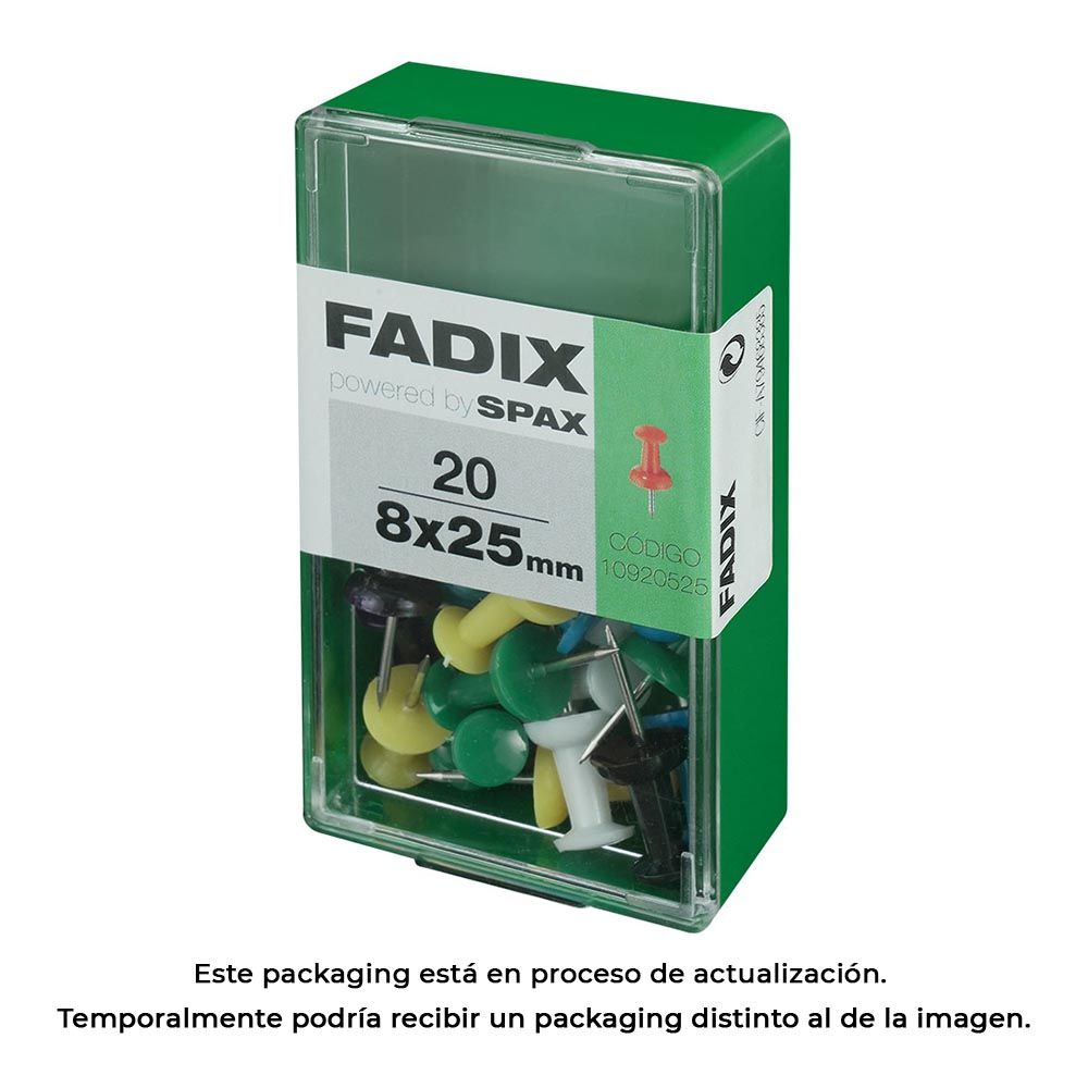 CHINCHETA ALFILER SURTIDO 8 x 25 mm, CAJA 20 uds