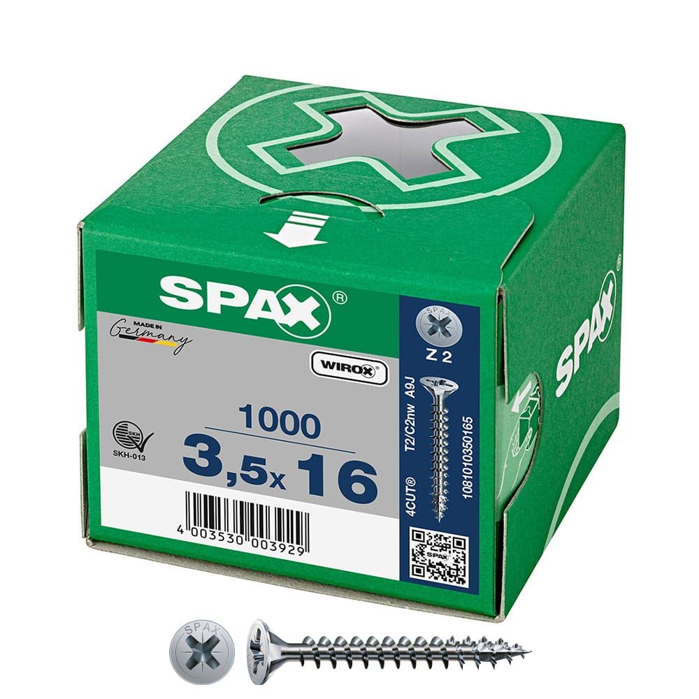 CAJA 1000 UNID. TORNILLO UNIVERSAL CABEZA PLANA WIROX 3,5X16MM Z2