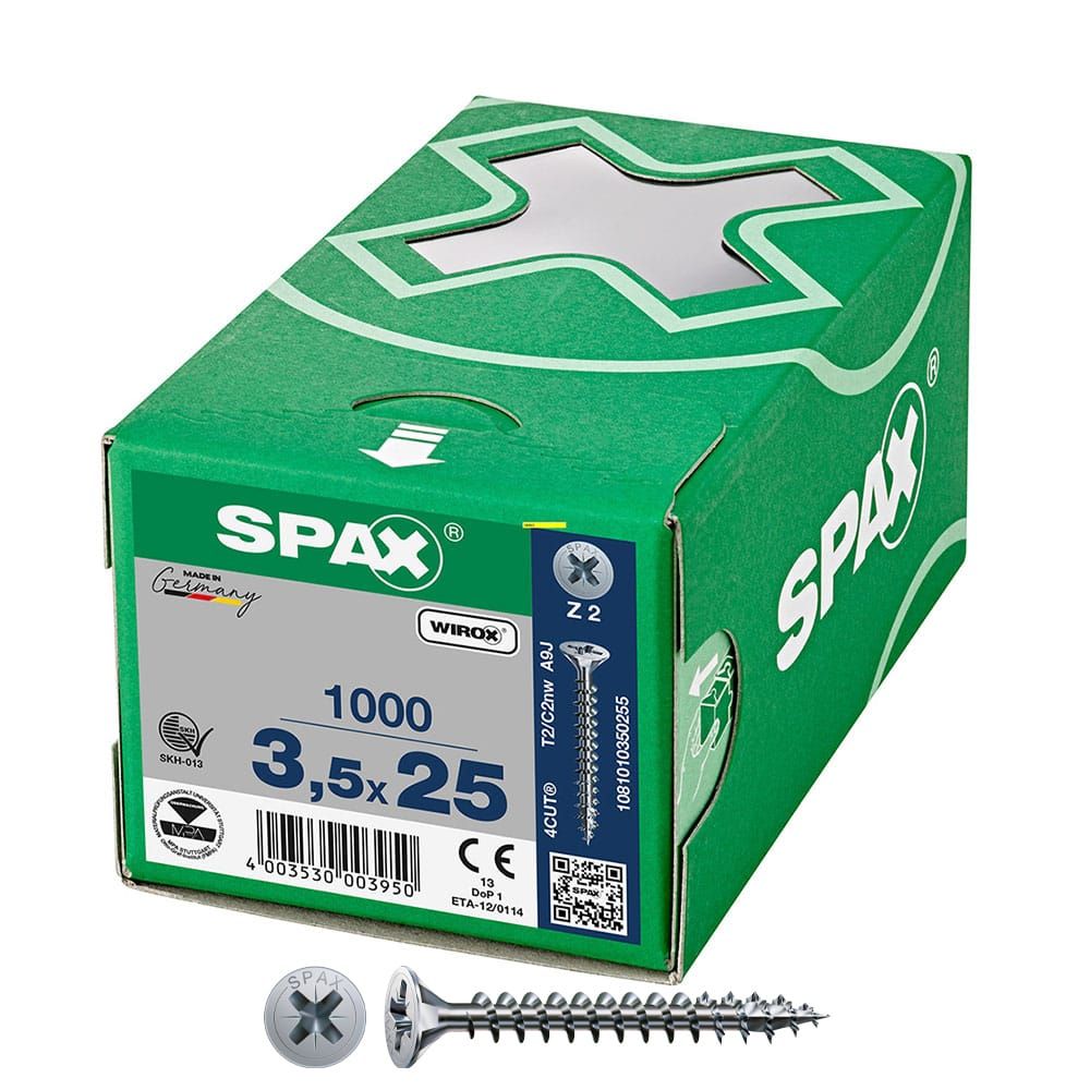 CAJA 1000 UNID. TORNILLO UNIVERSAL CABEZA PLANA WIROX 3,5X25MM Z2