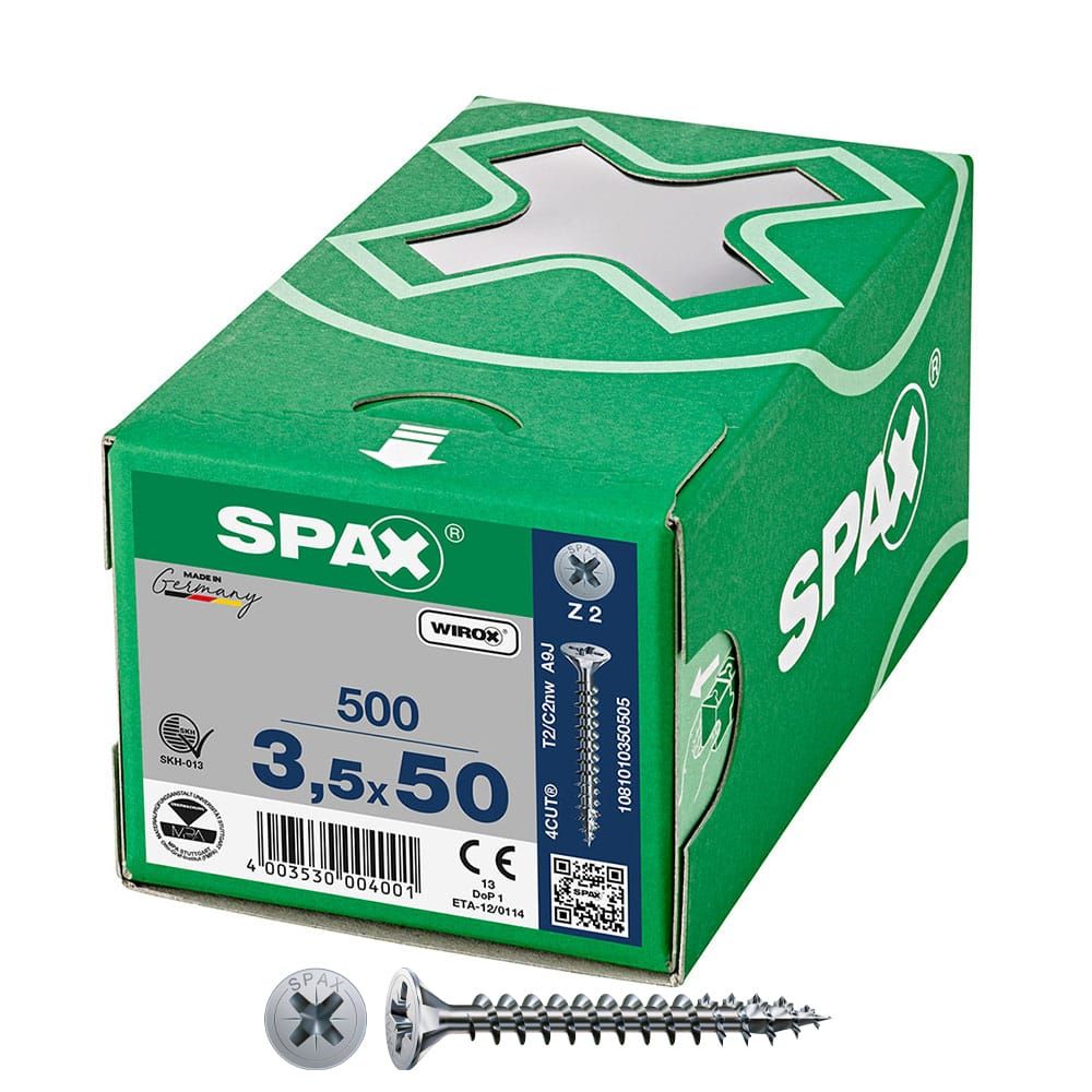 CAJA 500 UNID. TORNILLO UNIVERSAL CABEZA PLANA WIROX 3,5X50MM Z2