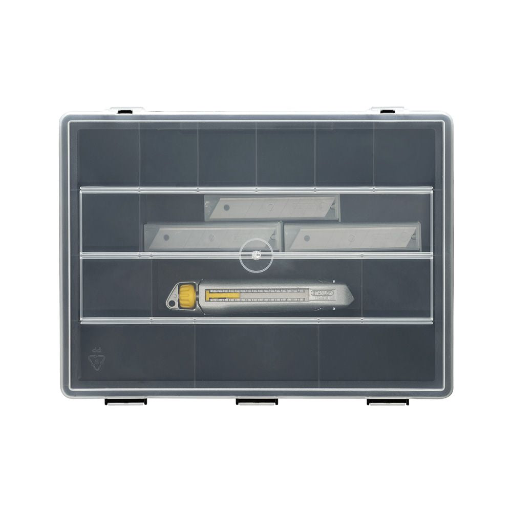 CÚTER METÁLICO 18 mm + 50 CUCHILLAS + ORGANIZADOR - PACK INTERLOCK®