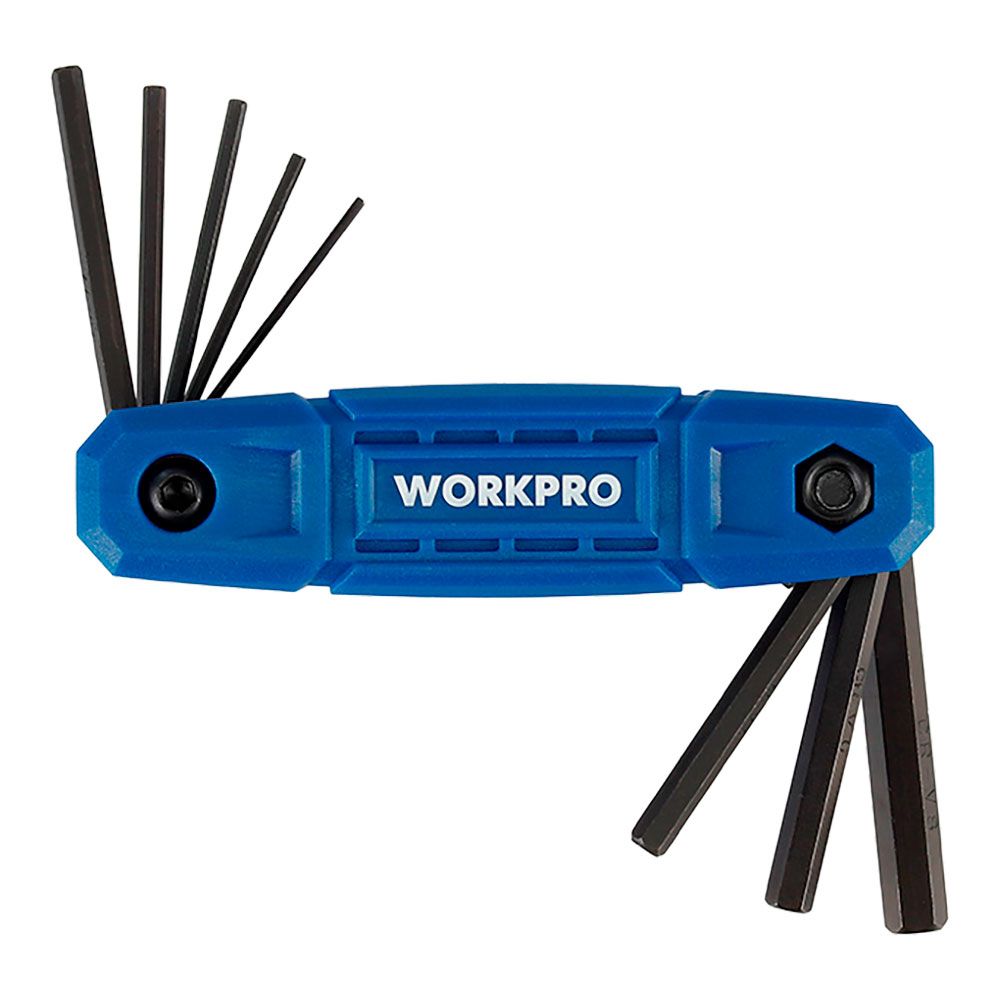 LLAVES ALLEN CR-V PLEGABLES MANGO REFORZADO, JUEGO 8 PIEZAS, MÉTRICO