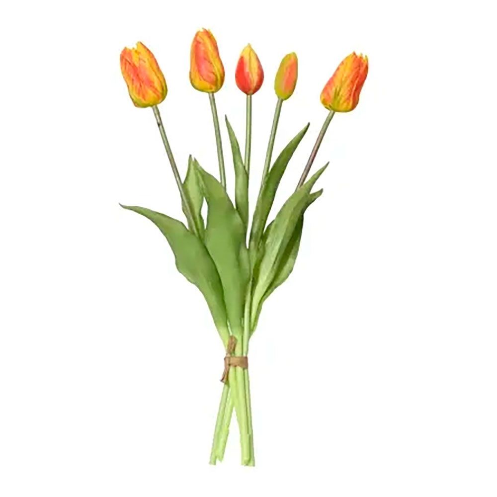 RAMO DE TULIPANES NARANJAS DE POLIPROPILENO, 15 x 15 x 40 cm