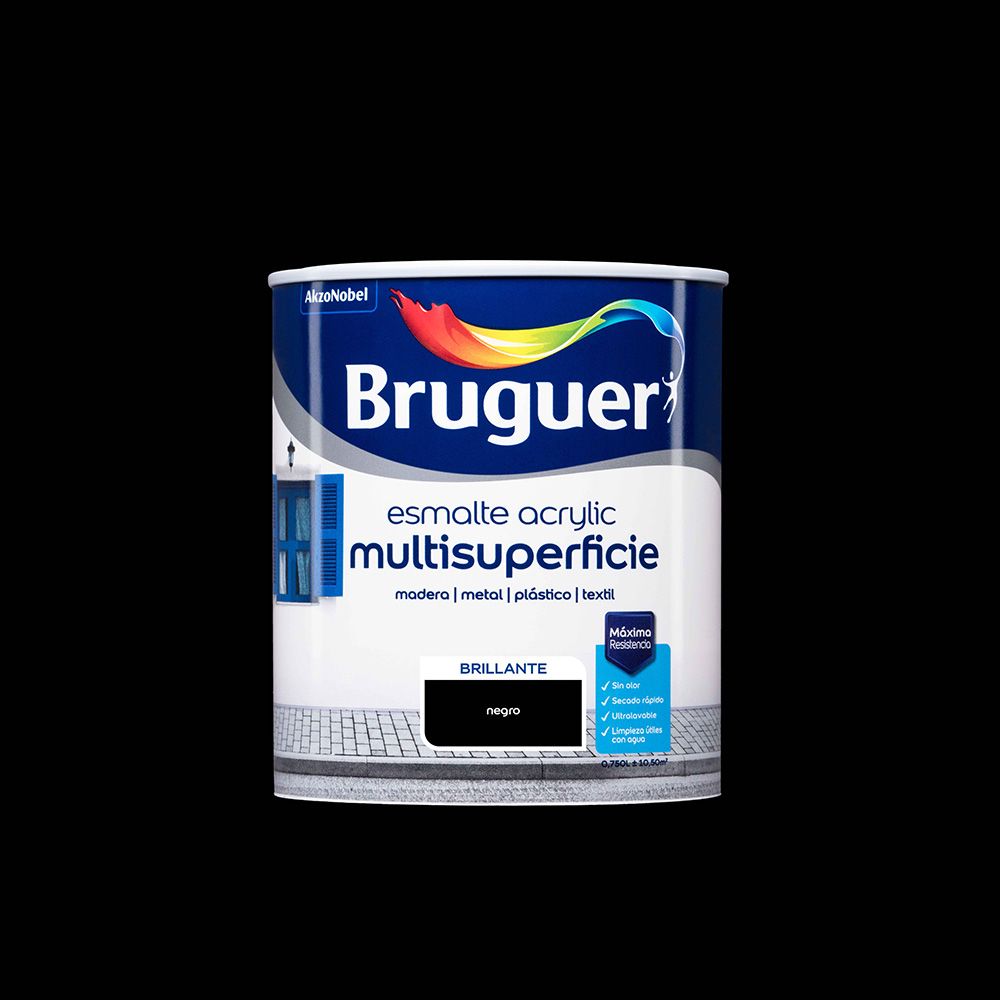 ESMALTE ACRILICO MULTISUPERFICIE NEGRO BRILLANTE 750 ml