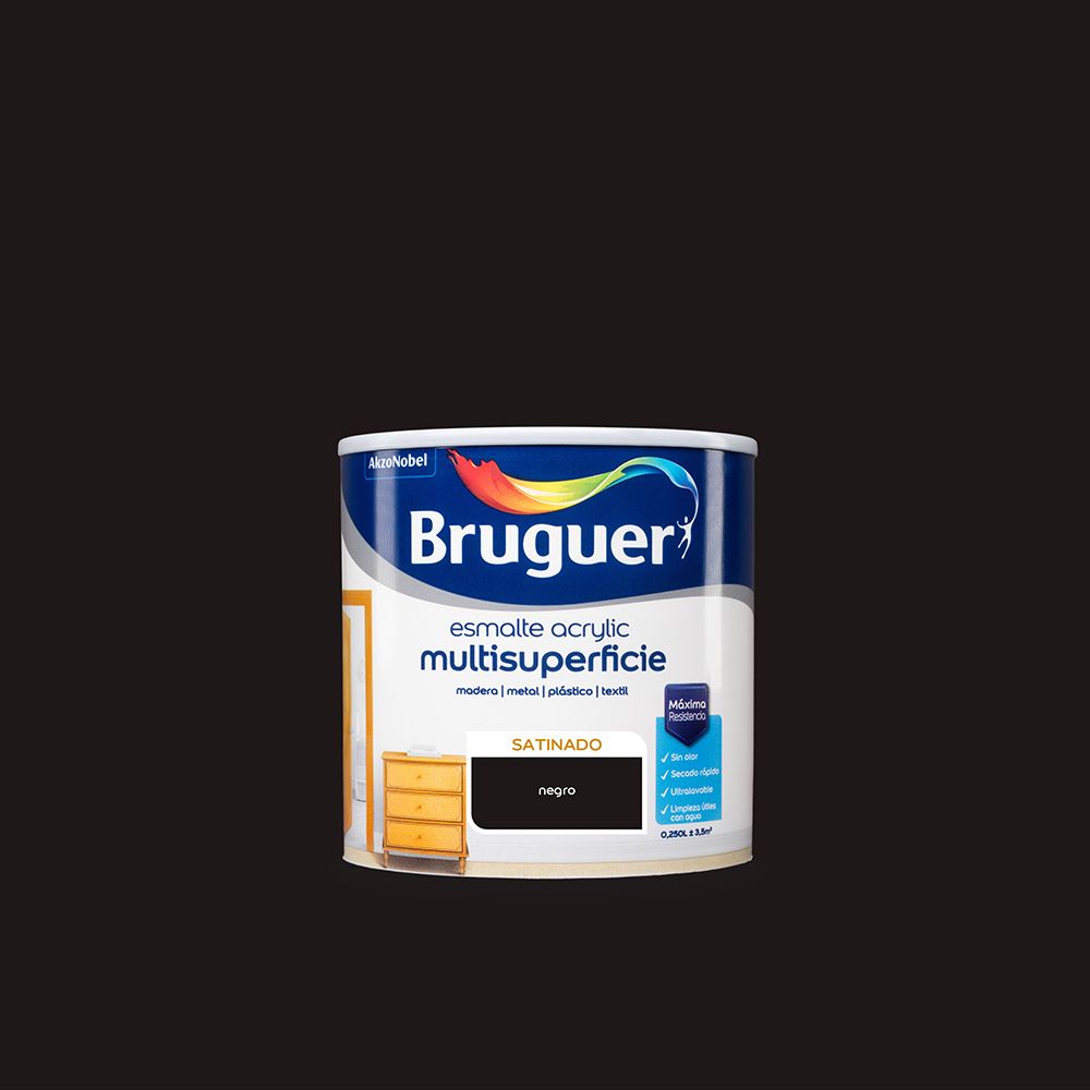 ESMALTE ACRILICO MULTISUPERFICIE NEGRO SATINADO 250 ml