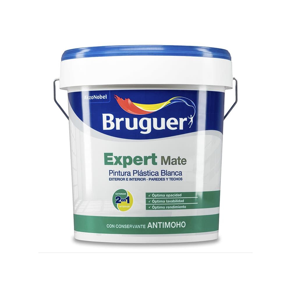 PINTURA PLÁSTICA ACRÍLICA ESTIRENADA INTERIOR / EXTERIOR ANTIMOHO EXPERT BLANCO MATE 4 L