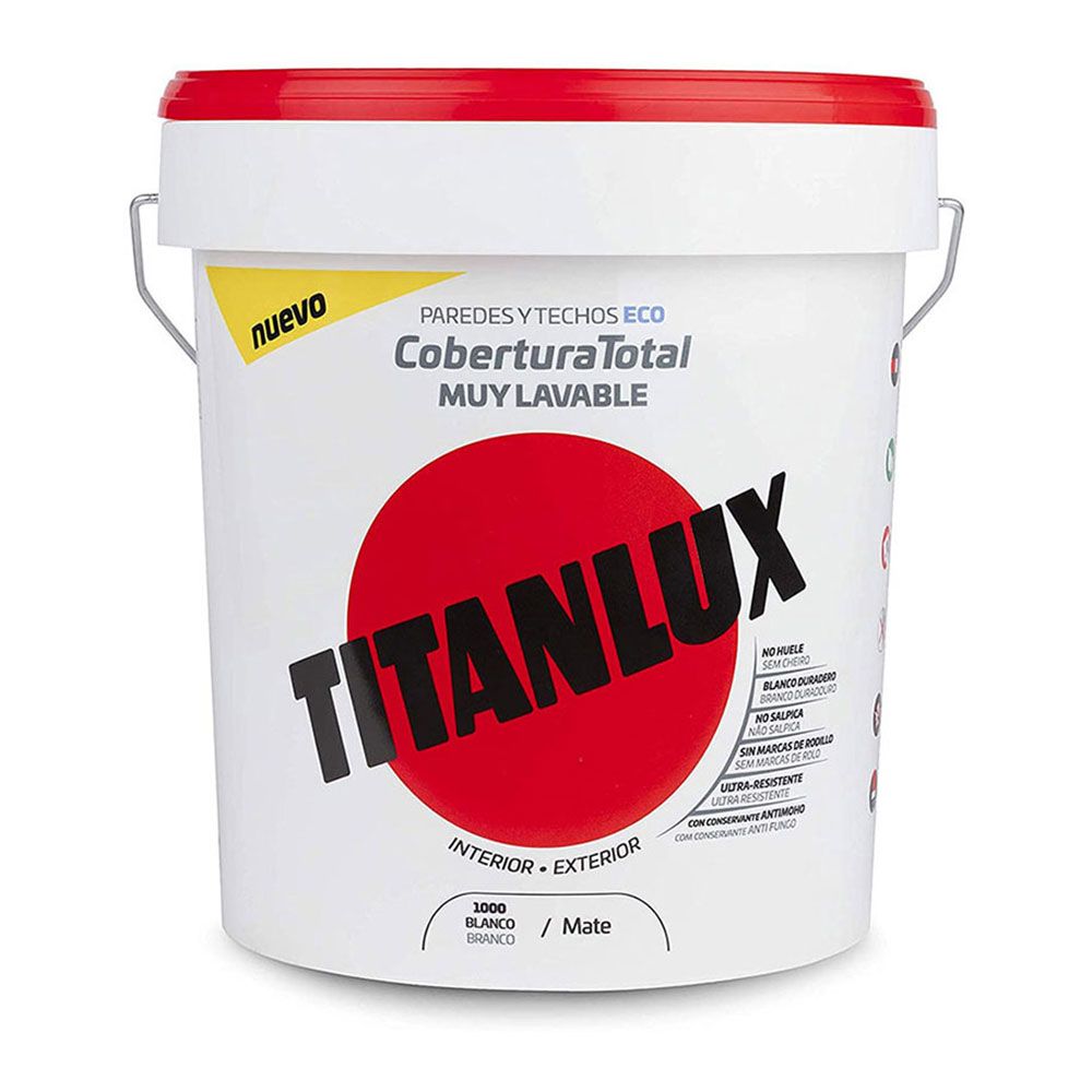 PINTURA PLÁSTICA VINÍLICA VEOVA INTERIOR/EXTERIOR ECO LAVABLE COBERTURA TOTAL BLANCO MATE 15 L