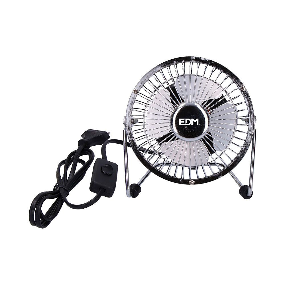 MINI VENTILADOR INDUSTRIAL, DE SOBREMESA. COLOR CROMADO. POTENCIA: 15W; 54,7 dB; ASPAS: Ø10 x 15 cm