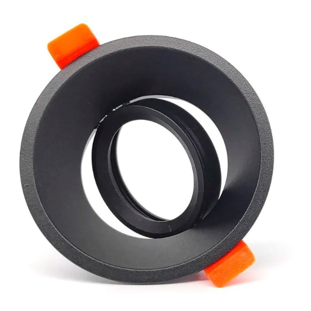 ARO HALÓGENO BASCULANTE DE EMPOTRAR, PROFUNDO, REDONDO, NEGRO, Ø90 x 42 mm