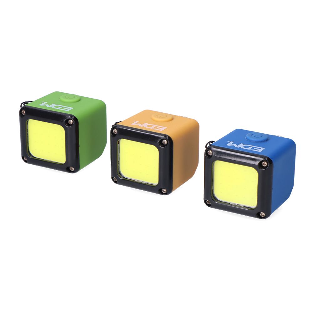 LINTERNA CUBO LED RECARGABLE. COB 3W 300lm 1.000mAh CON USB + IMAN. FUNCION POWER BANK. COLORES SURTIDOS