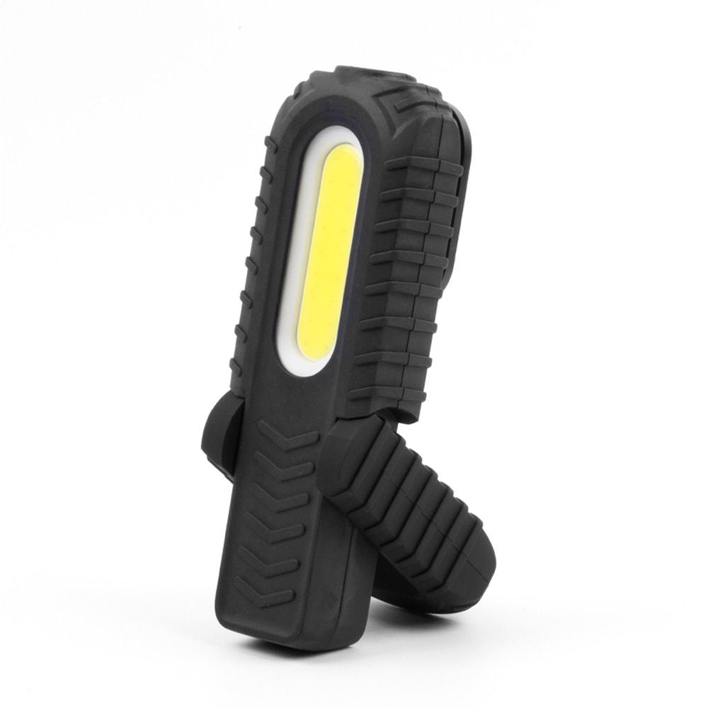 LINTERNA DE TRABAJO LED RECARGABLE CON USB; CON GANCHO, CLIP, IMÁN Y SOPORTE. COB 5 W 300 lm / 3 W 90 lm
