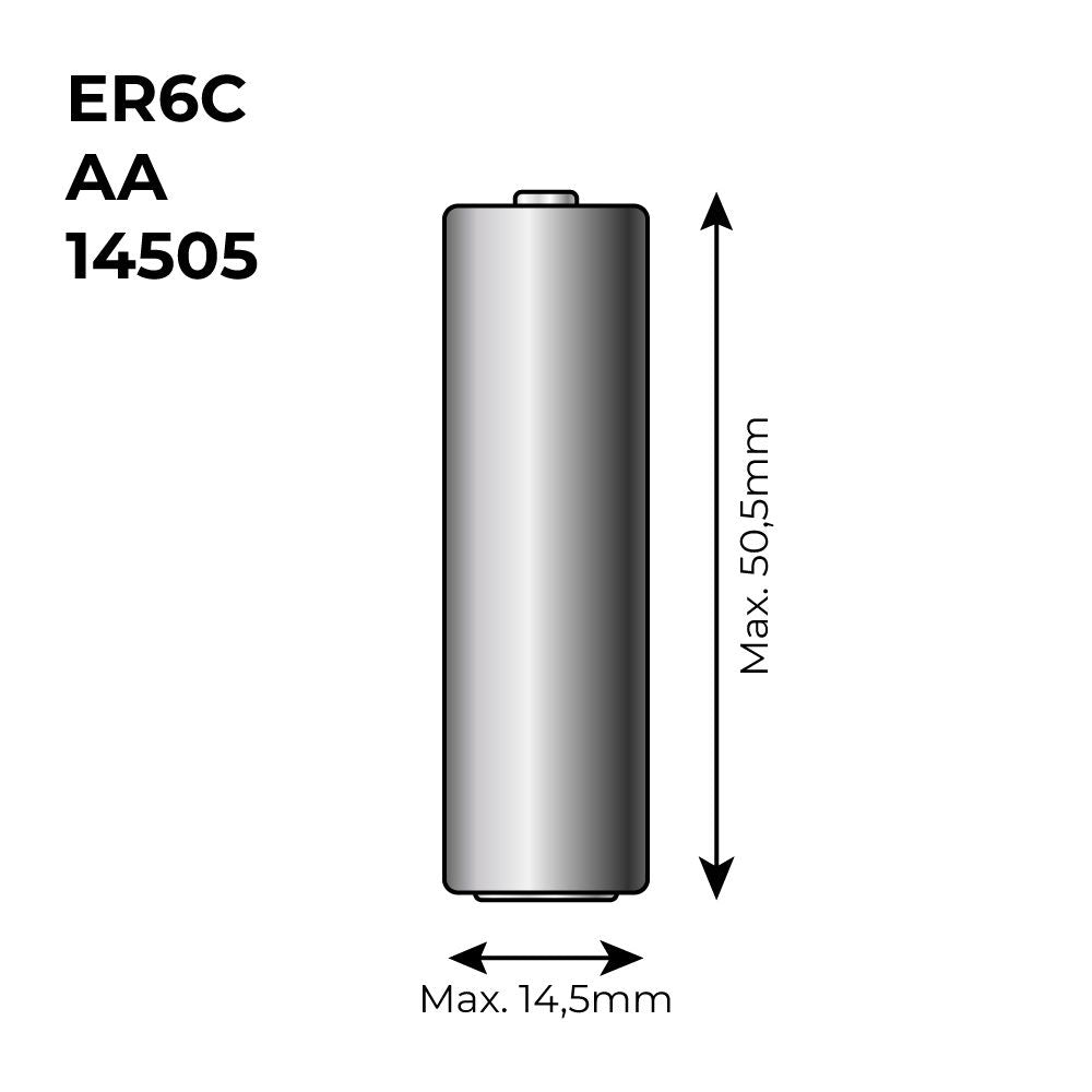 PILA DE LITIO LR07 3,6V MOD 14500C 2600 mAh Ø14,5 x 50,5 mm