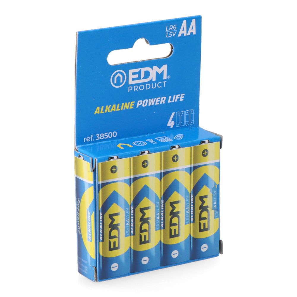 PILA EDM ALKALINA LONG LIFE AA - LR06 1,5V (BLISTER 4 uds) Ø14,5 x 50,5 mm
