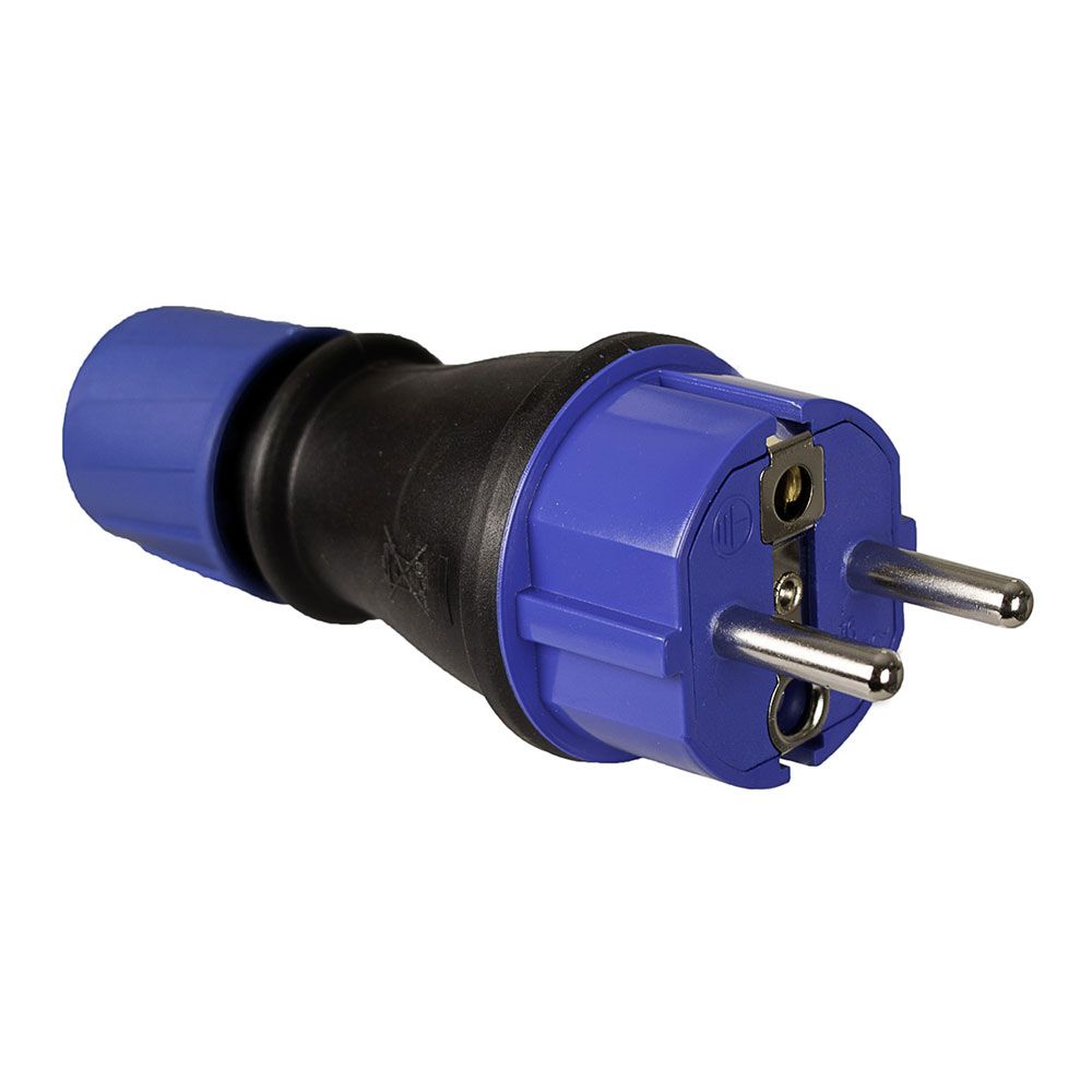 CLAVIJA TIPO F DE CAUCHO 4,8mm 16A 250V T/TL IP54 NEGRA CON PRENSAESTOPA SOLERA 706T
