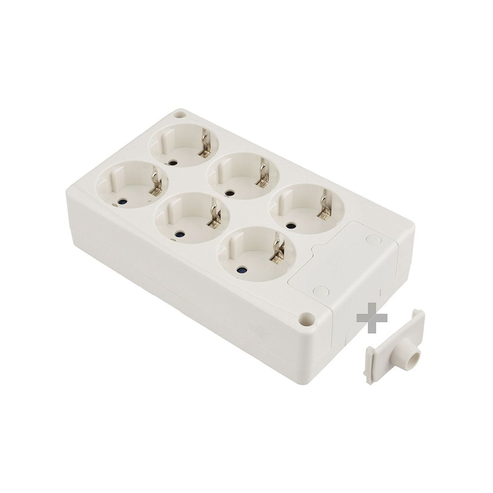 BASE BIPOLAR 6 TOMAS T/TL 10/16A 250V RECTANGULAR COLOR BLANCO