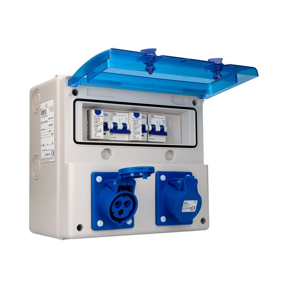 CUADRO INDUSRIAL MONTADO, BASES, CABLEADO Y PROTECCIONES, 270 x 250 x 160 mm