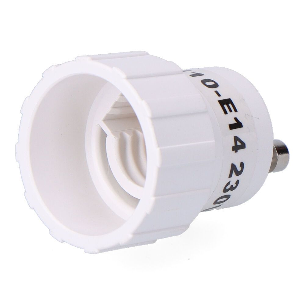 CONVERTIDOR DE GU10 A E14, 2 A 230 V, BLANCO, Ø29 x 40 mm (RETRACTILADO)