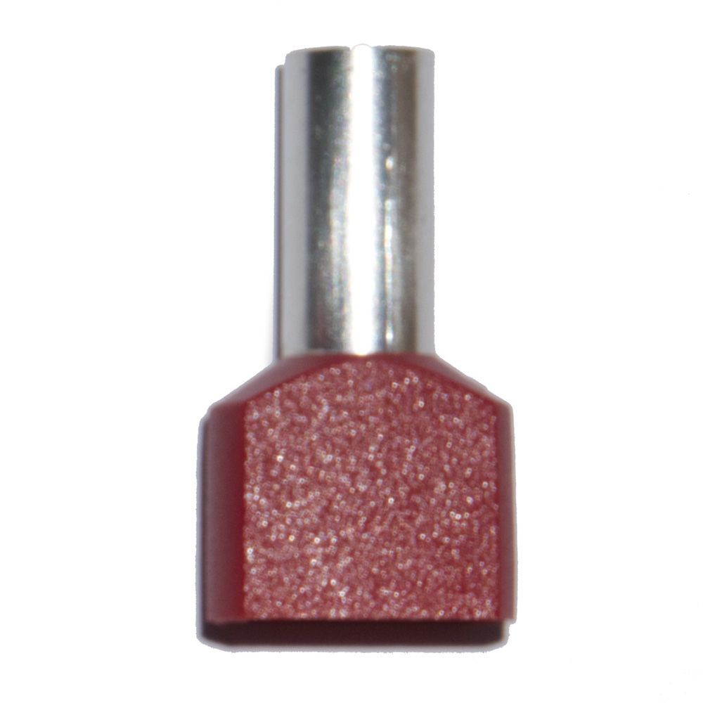 PUNTERA AISLADA 10,00 mm², DOBLE, ROJA, 100 uds
