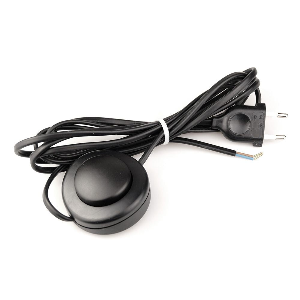 INTERRUPTOR ELÉCTRICO DE PIE CON CABLE, 2,5 A 250 V, 3 m, NEGRO