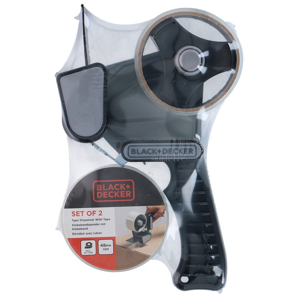 DISPENSADOR CINTA DE EMBALAJE + 2 ROLLOS 48 mm x 15 m