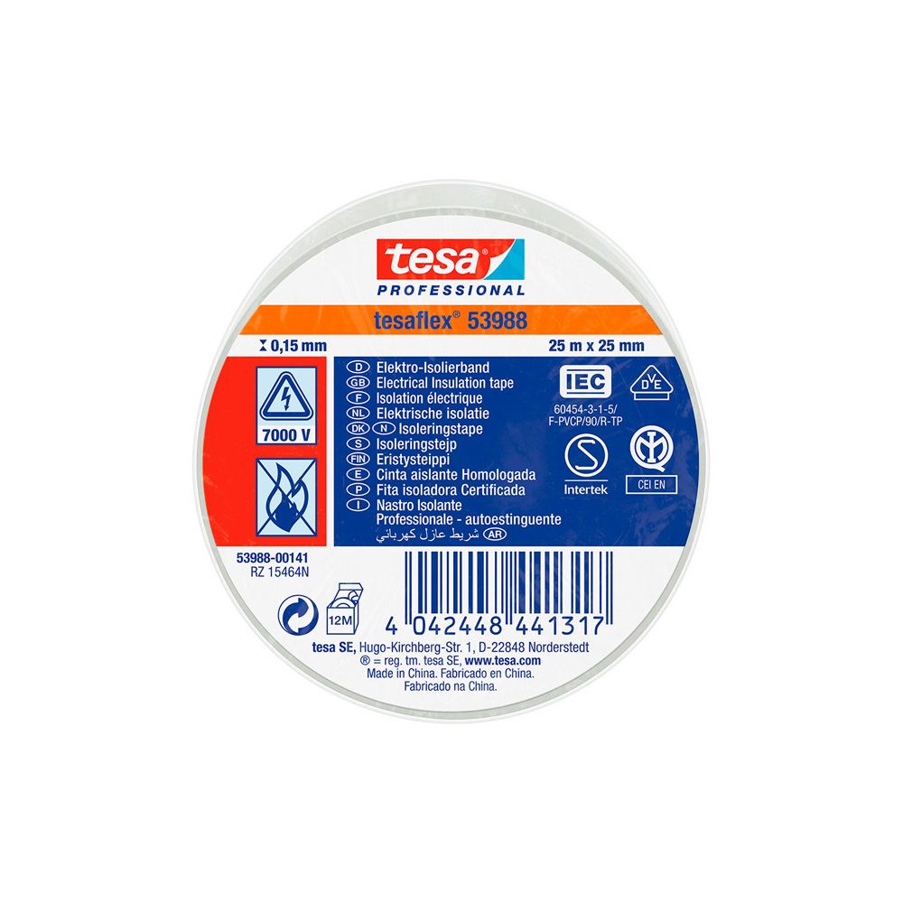CINTA AISLANTE HOMOLOGADA BLANCA 25 mm x 25 m