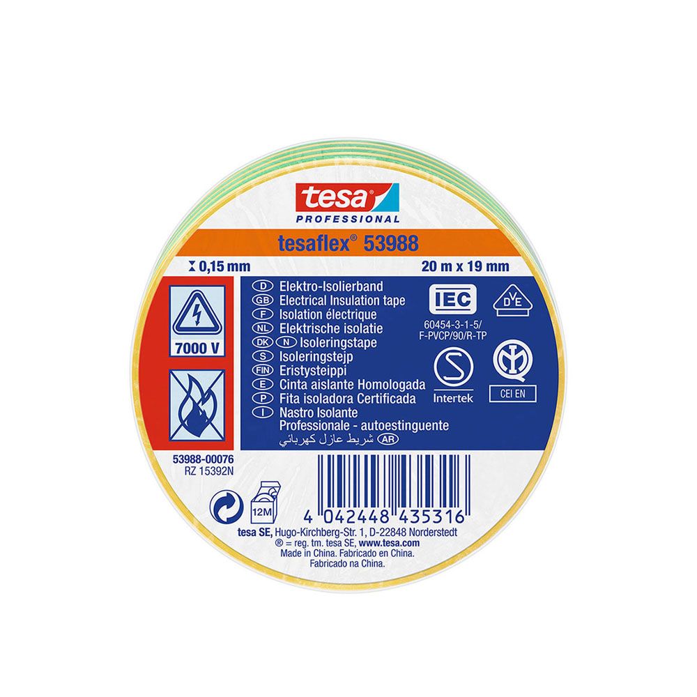CINTA AISLANTE HOMOLOGADA BICOLOR 19 mm x 20 m