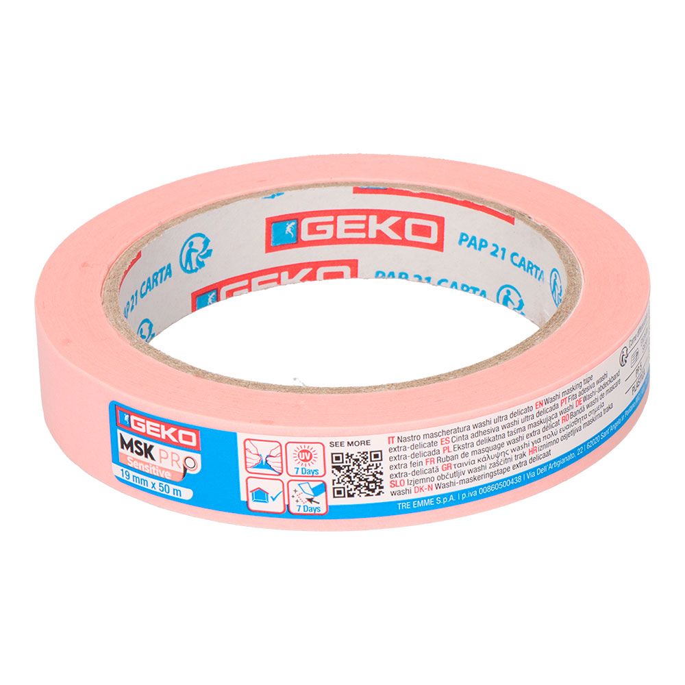 CINTA ADHESIVA WASHI ULTRA DELICADA 19 mm x 50 m