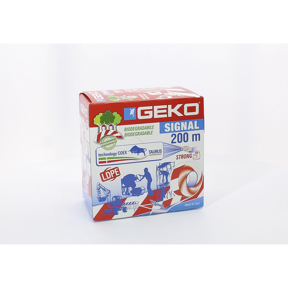 CINTA BALIZAR LDPE SIGNAL BIODEGRADABLE BLANCA/ROJA 70 mm x 200 m