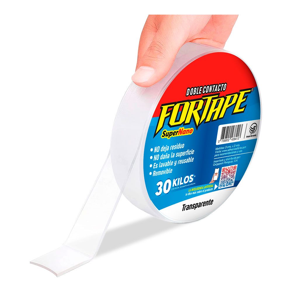 CINTA DOBLE CONTACTO SUPER NANO TRANSPARENTE 30 mm x 3 m