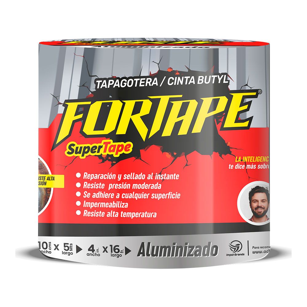 CINTA TAPA GOTERA ALUMINIZADA BUTILO 100 mm x 5 m