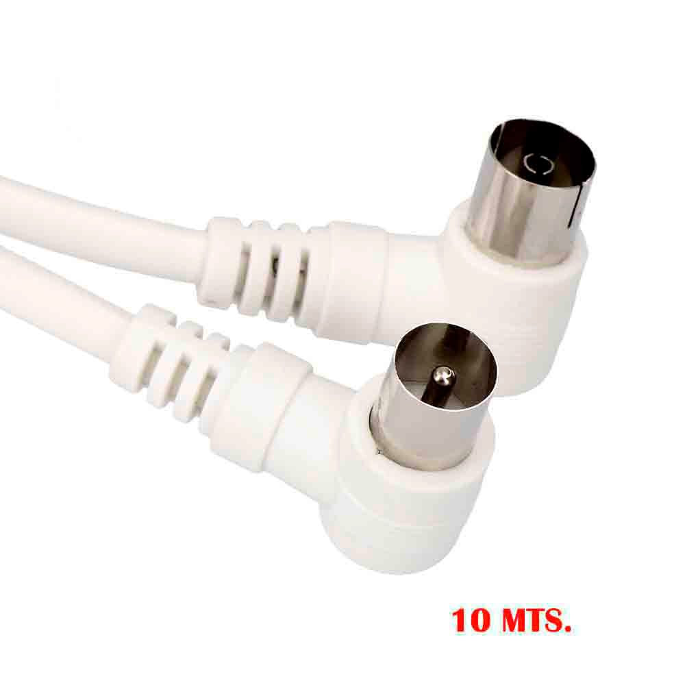 PROLONGACIÓN TV ACODADA 9,5 mm 10m ENVASADA BLANCA