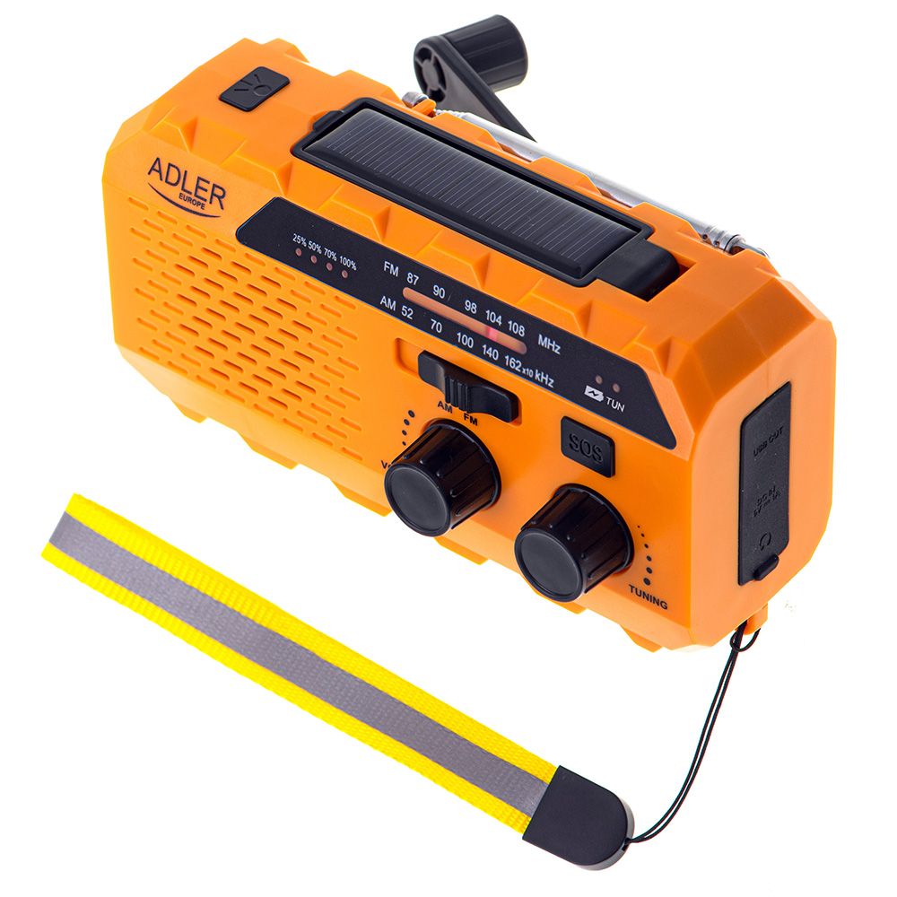 RADIO SOLAR CON MANIVELA AD 1197, 15,5 x 5 x 8 cm