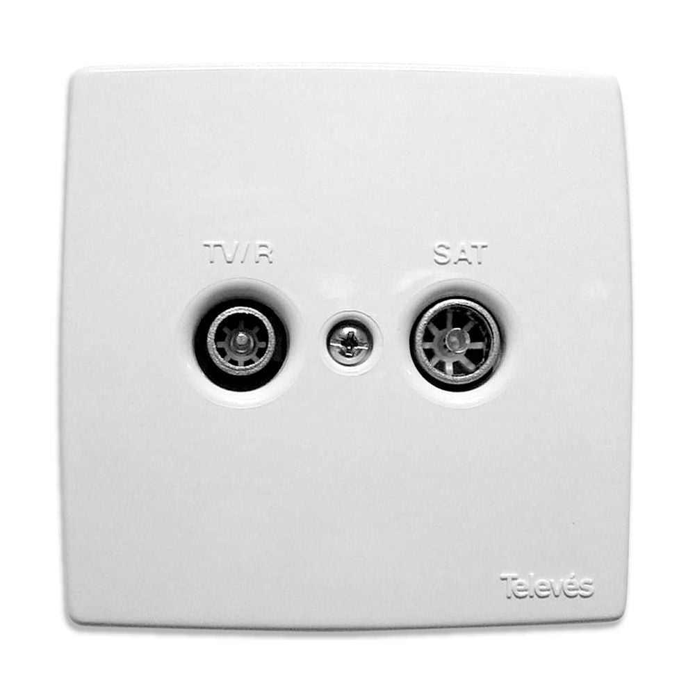 EMBELLECEDOR BLANCO DE PLASTICO PARA TOMA DOBLE TELEVES