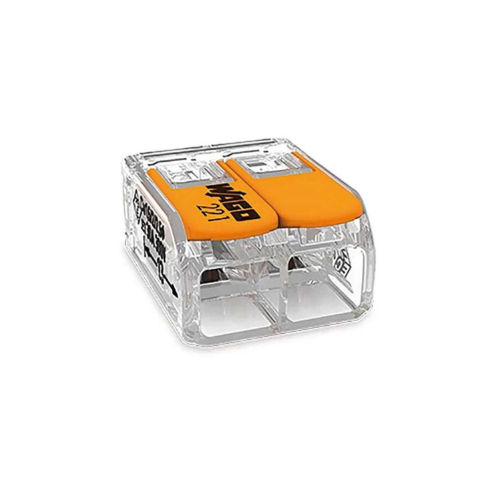 CONECTOR RÁPIDO CON PALANCA 2 VIAS, Ø MAXIMO 6 mm², 450 V , 41 A; TRANSPARENTE; 16 x 21,1 x 10,1 mm