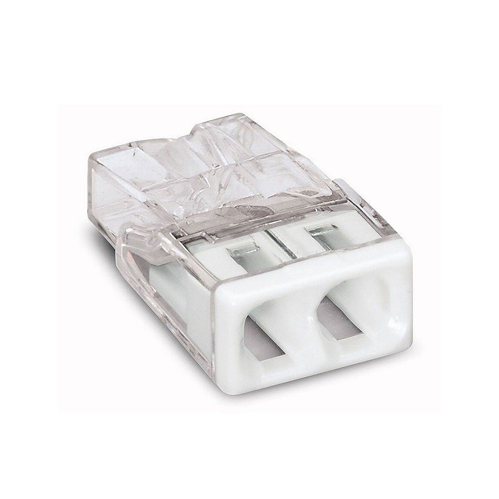 CONECTOR RÁPIDO 2 VIAS, Ø MAXIMO 2,5 mm², TRANSPARENTE / BLANCA